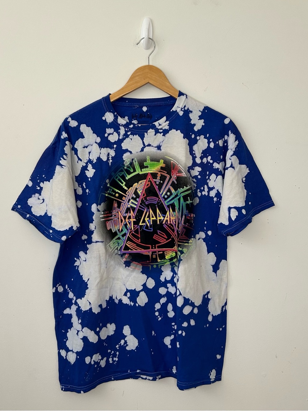 Blue Tie-Dye Short Sleeve Graphic Tee with Neon Band Logo